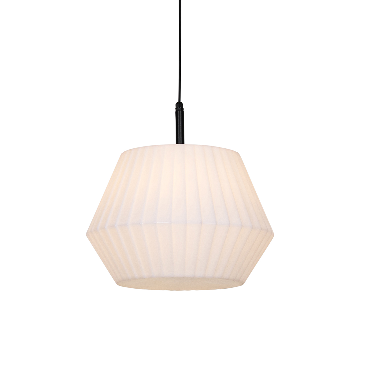 Buiten hanglamp zwart met witte kap 45