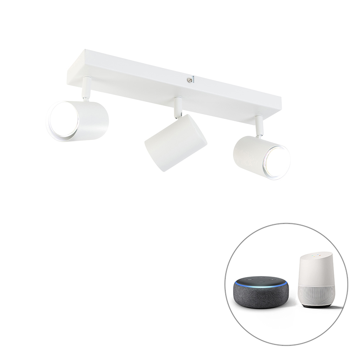 Smart plafondlamp wit rechthoekig incl. 3 Wifi GU10 - Jeana