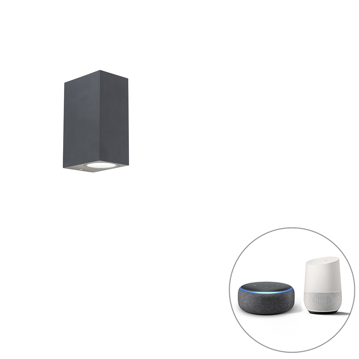 Smart wandlamp donkergrijs IP44 incl. 2 Wifi GU10 - Baleno
