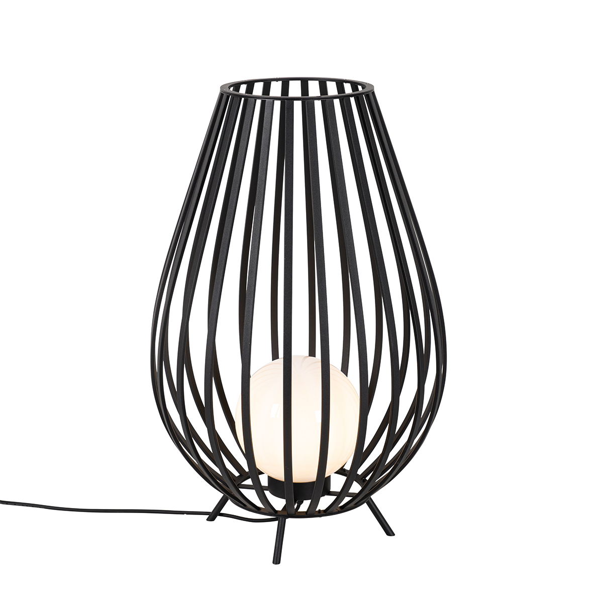 Design buiten vloerlamp zwart met opaal glas 45 cm IP44 - Angela