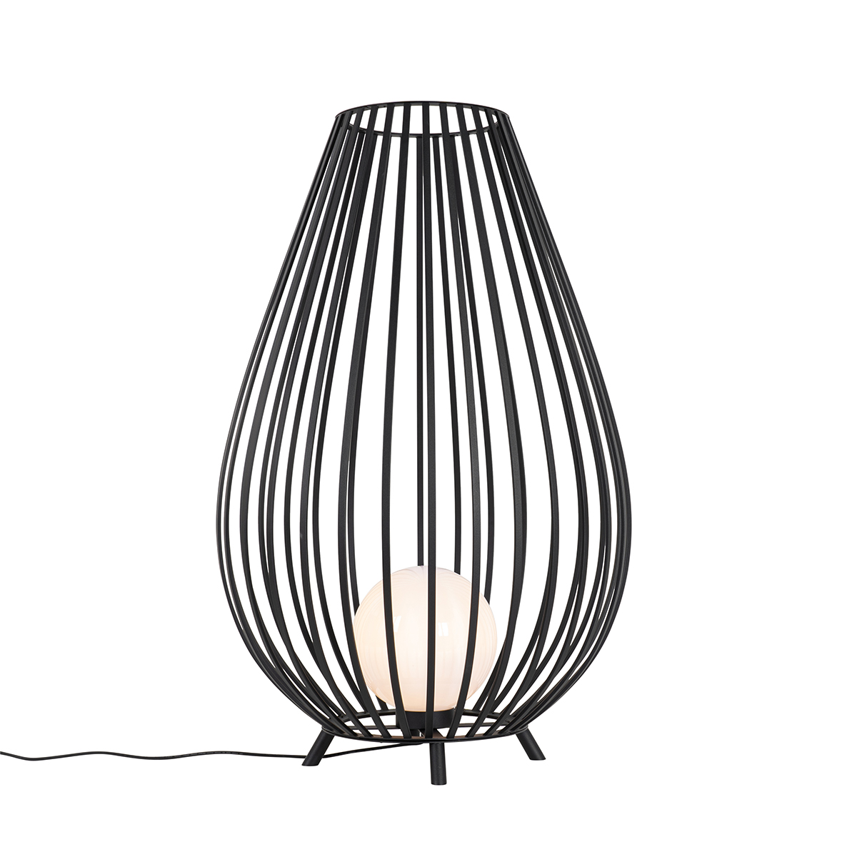 Design buiten vloerlamp zwart met opaal glas 70 cm IP44 - Angela