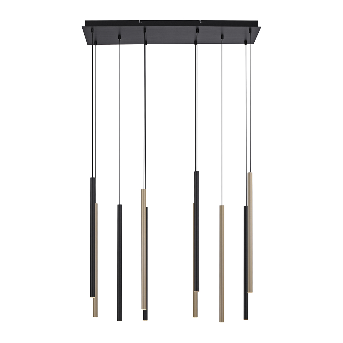 Hanging lamp black with brass incl. LED dimmable 10-light - Bea