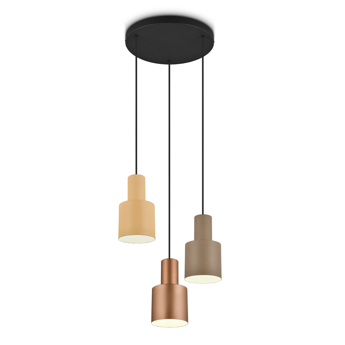 Hanging lamp bronze with taupe and beige 3-light - Ans