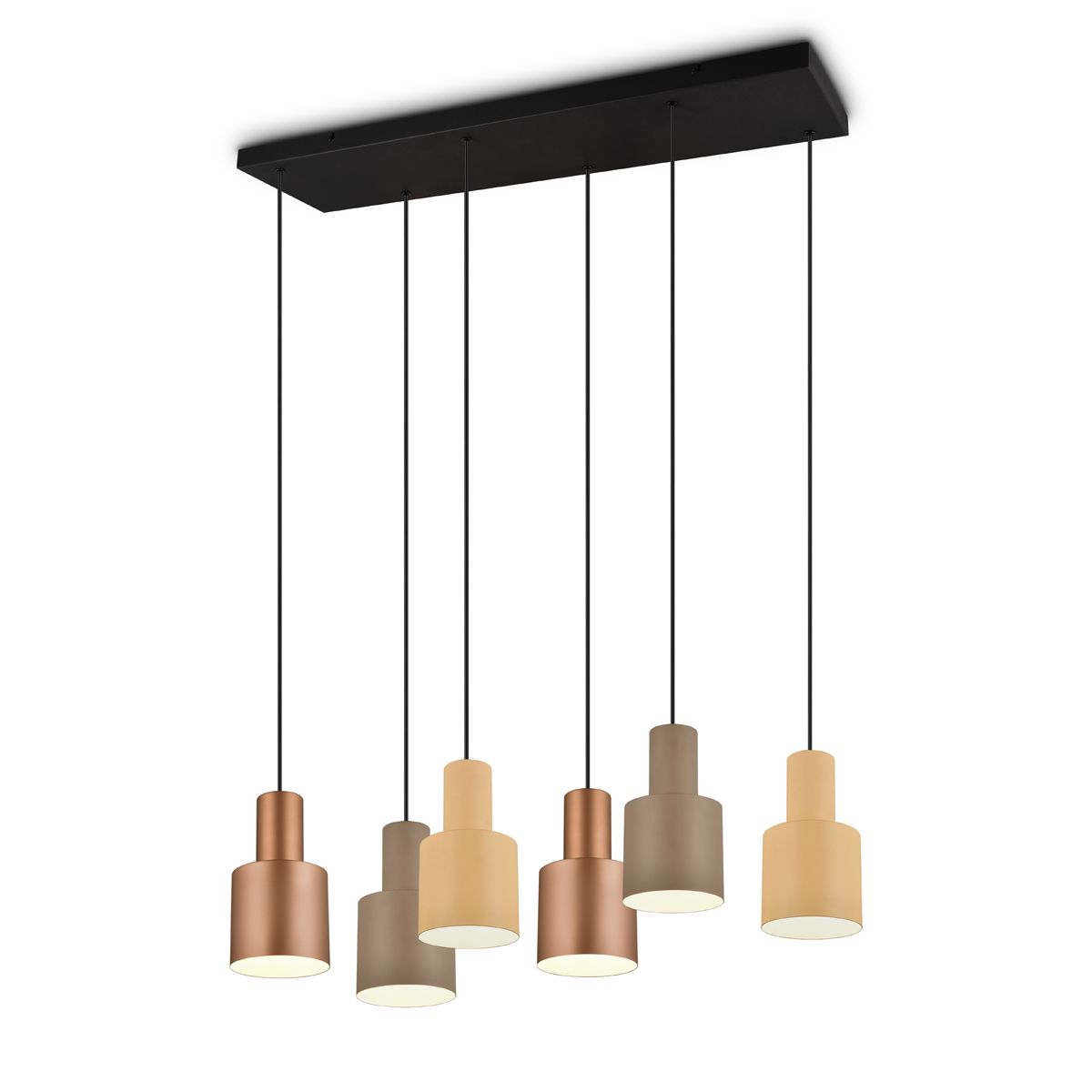 Hanging lamp bronze with taupe and beige 6-light - Ans