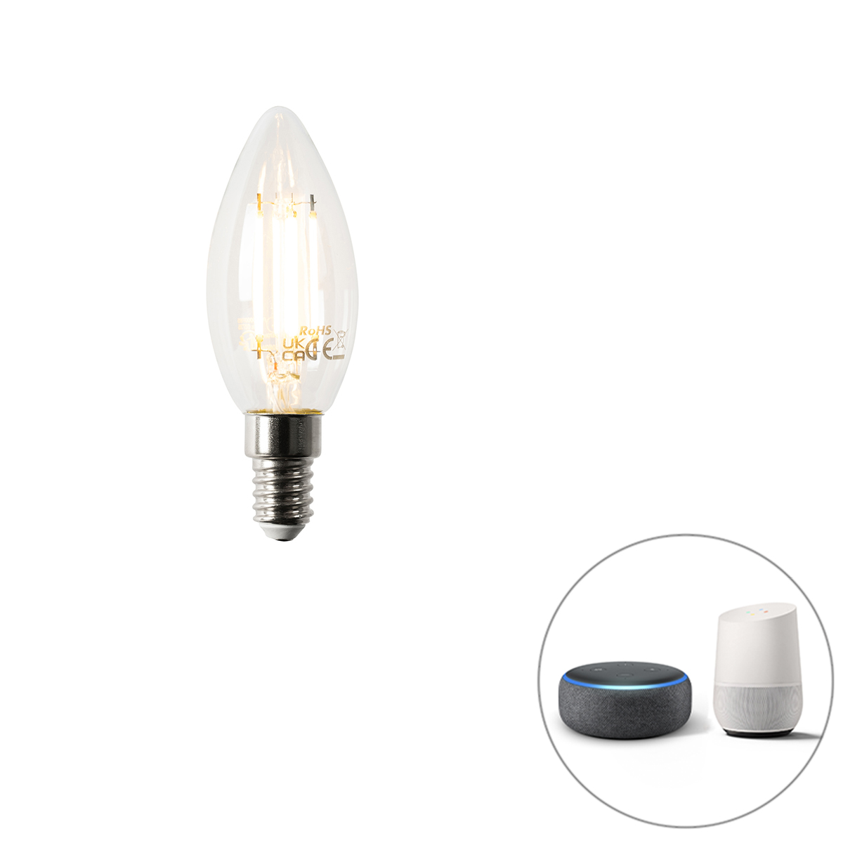 Smart E14 dimbare LED lamp B35 4