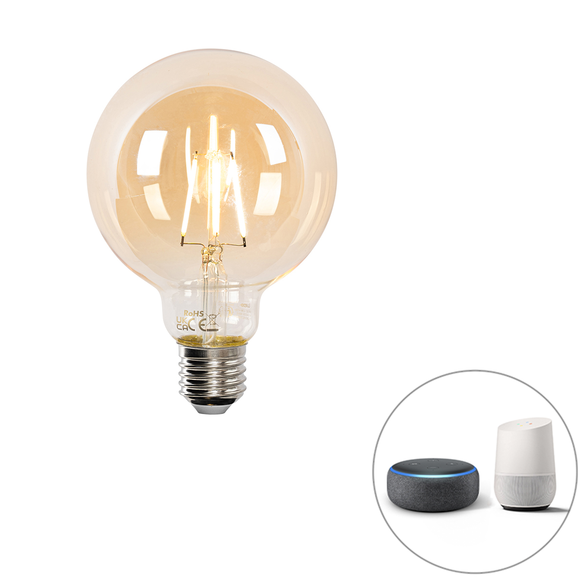 Smart E27 dimbaar in kelvin LED lamp G95 goldline 4