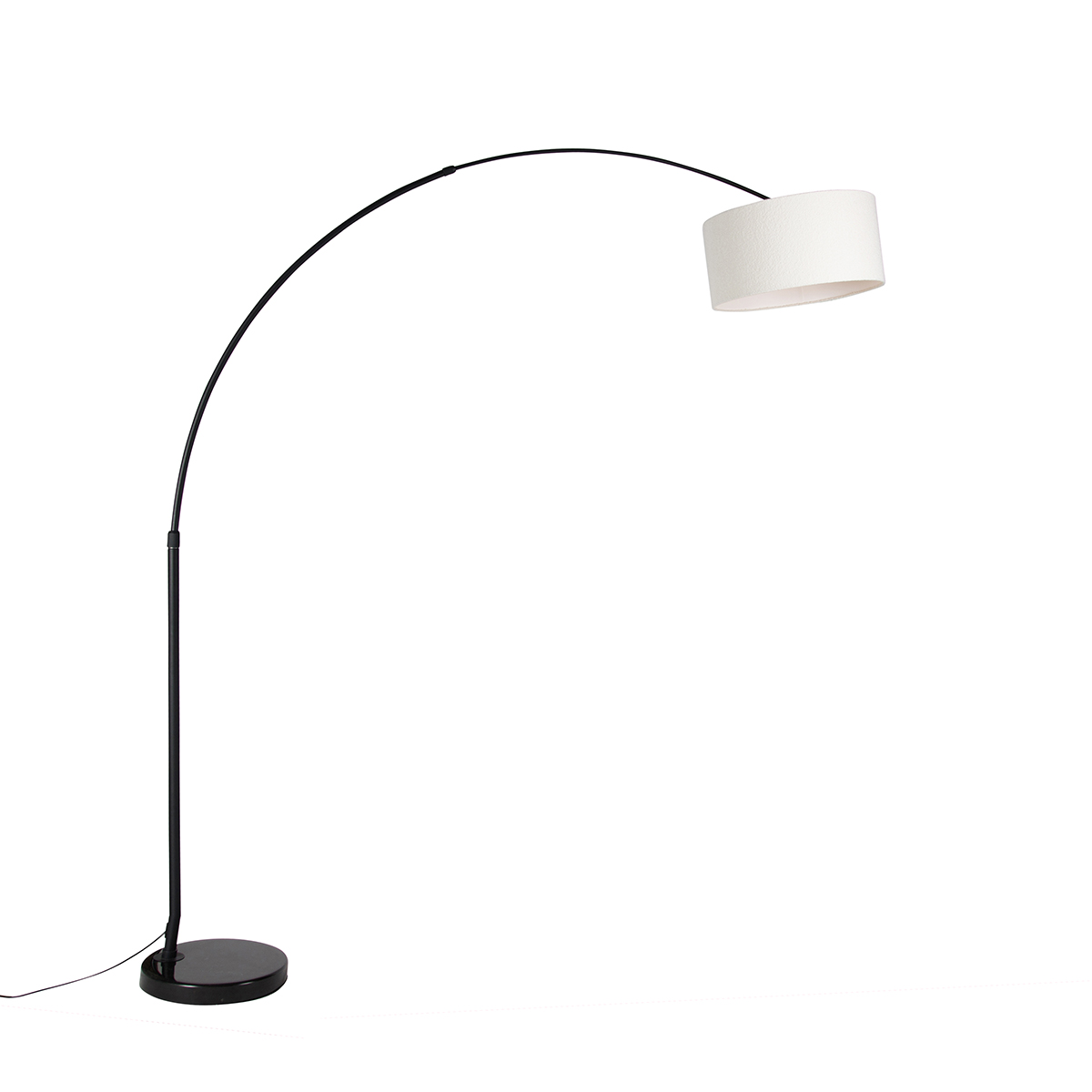 Moderní oblouková lampa černá se stínítkem bílá 50 cm - XXL