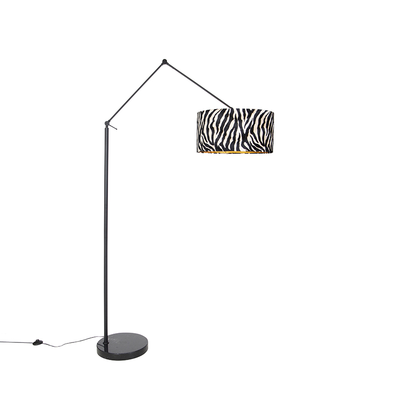 Moderní stojací lampa černé stínidlo zebra design 50 cm - Editor