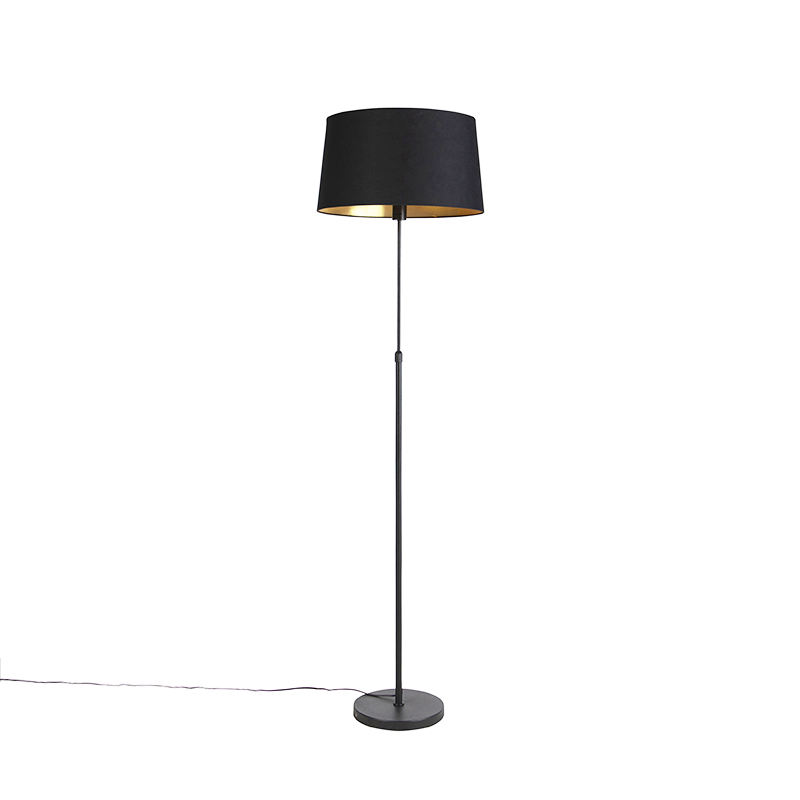 Stojací lampa černá s černým stínidlem nastavitelným 45 cm - Parte