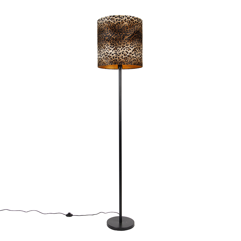 Stojací lampa černý odstín leopardí design 40 cm - Simplo