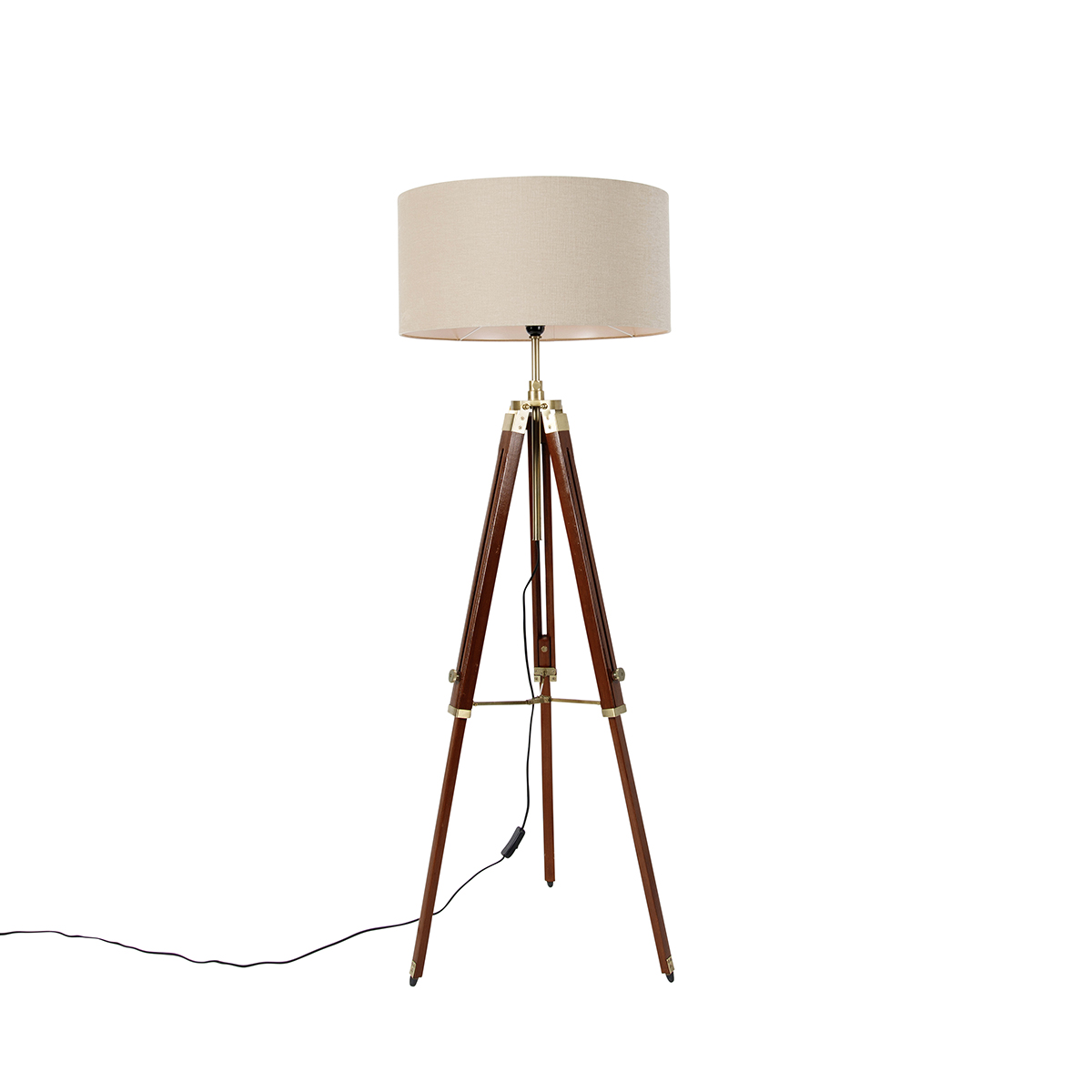 Stojací lampa mosazná se stínidlem světle hnědá 50 cm stativ - Cortin