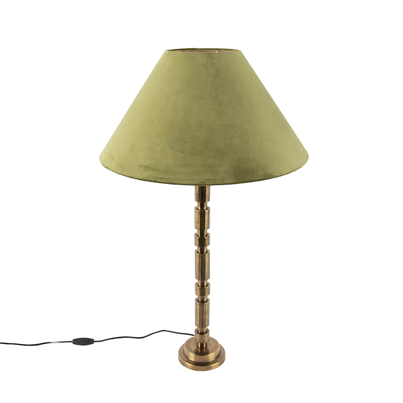 Stolní lampa ve stylu art deco s velurovým odstínem zelené 50 cm - Torre