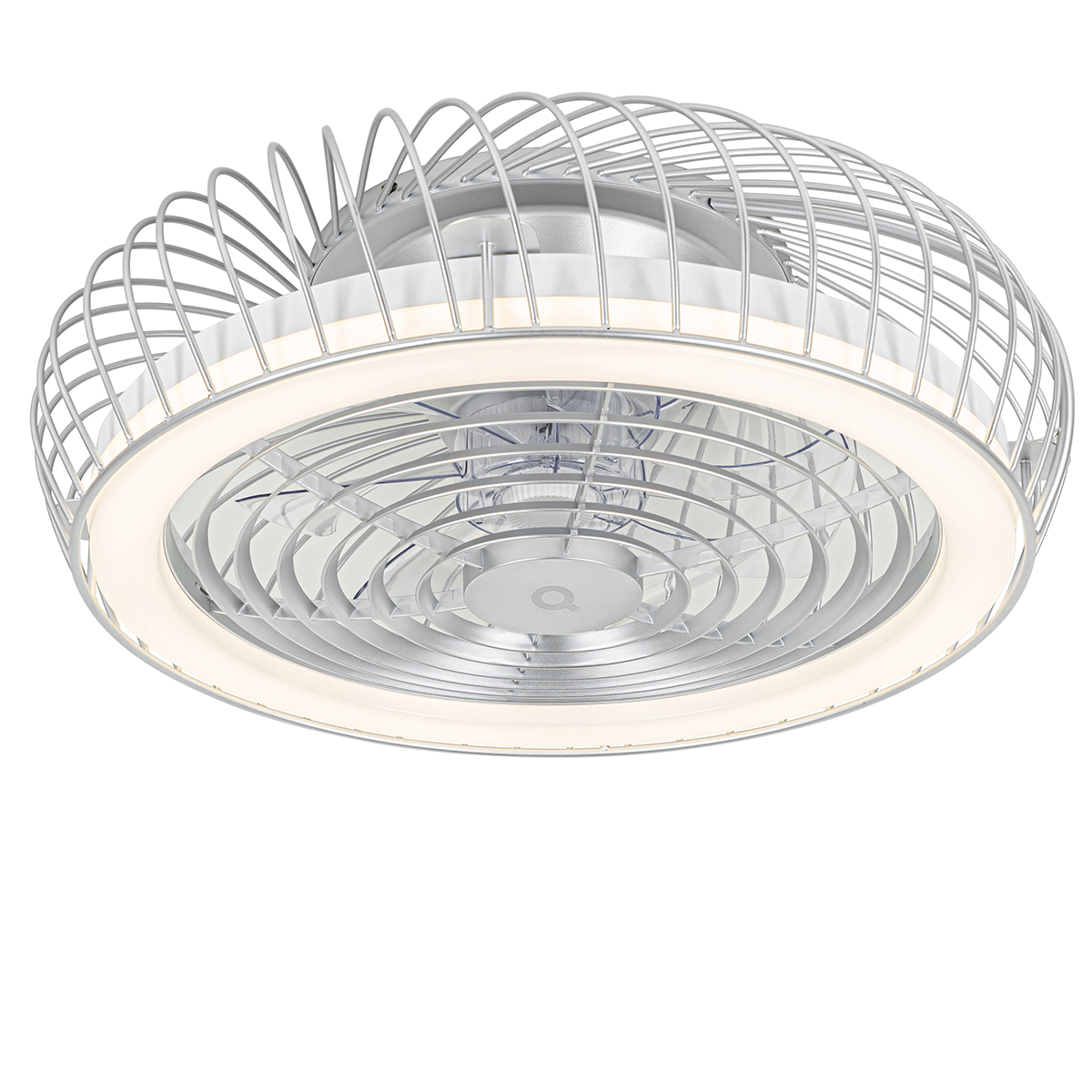 Chytrý stropní ventilátor stříbrný včetně LED s dálkovým ovládáním - Crowe