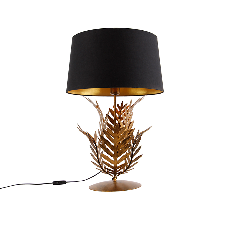 Stolní lampa zlatá s odstínem černé bavlny 40 cm - Botanica