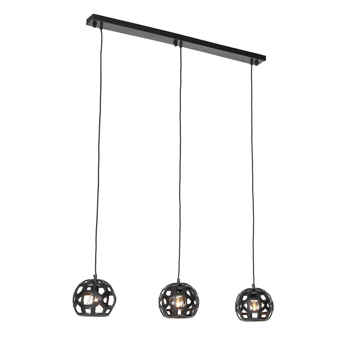 Industriální závěsná lampa černá podlouhlá 3-světelná - Bobby
