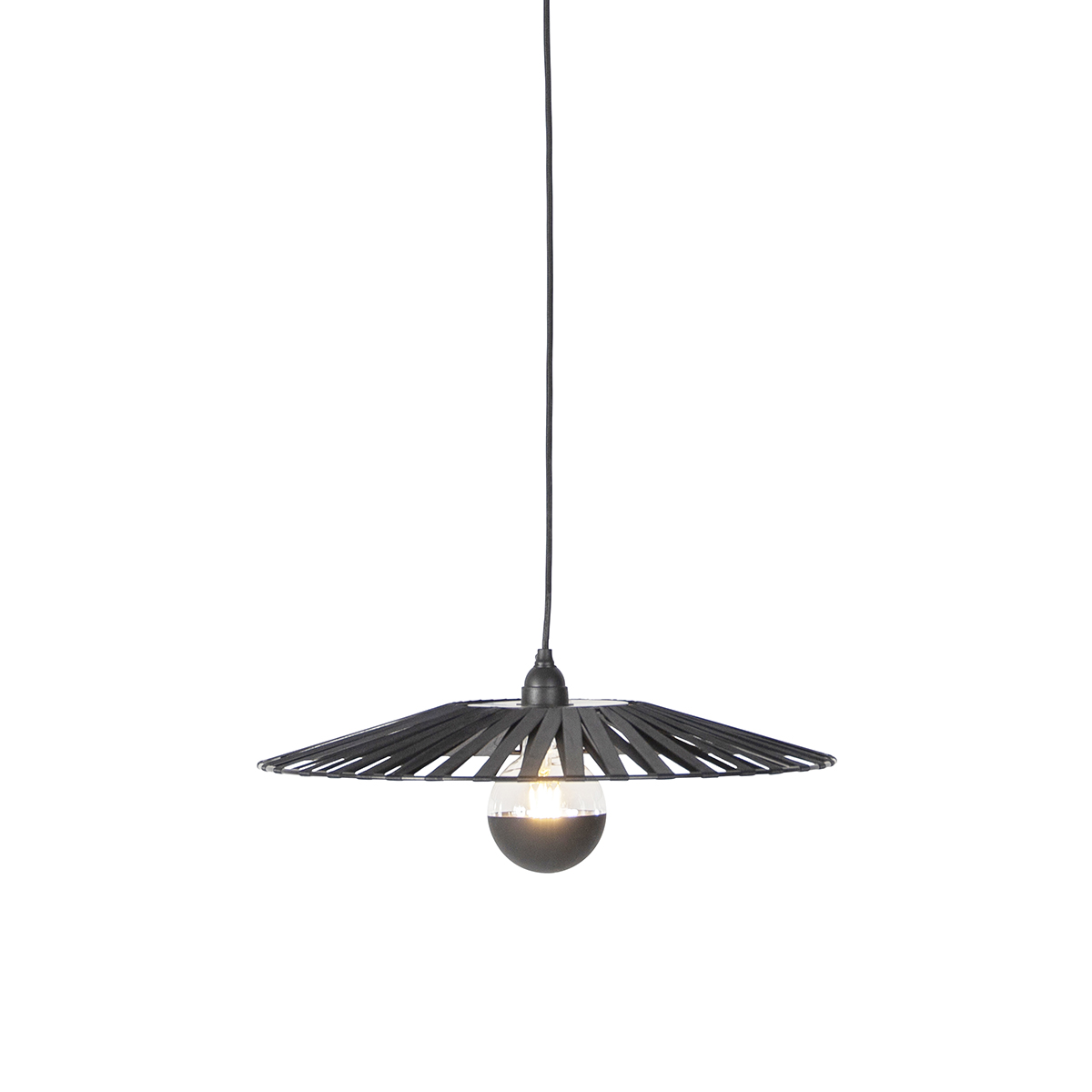 Venkovská závěsná lampa černá 46 cm - Leia