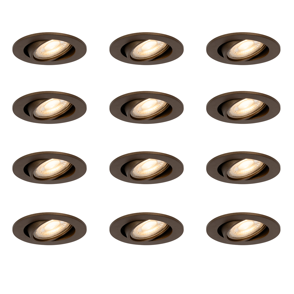 Set van 12 moderne inbouwspots donker brons kantelbaar - Cisco