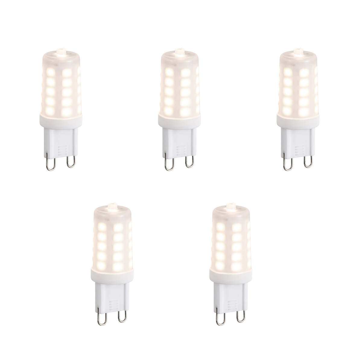 Set van 5 G9 3-staps dimbare LED lampen opaal 3W 250 lm 2700K