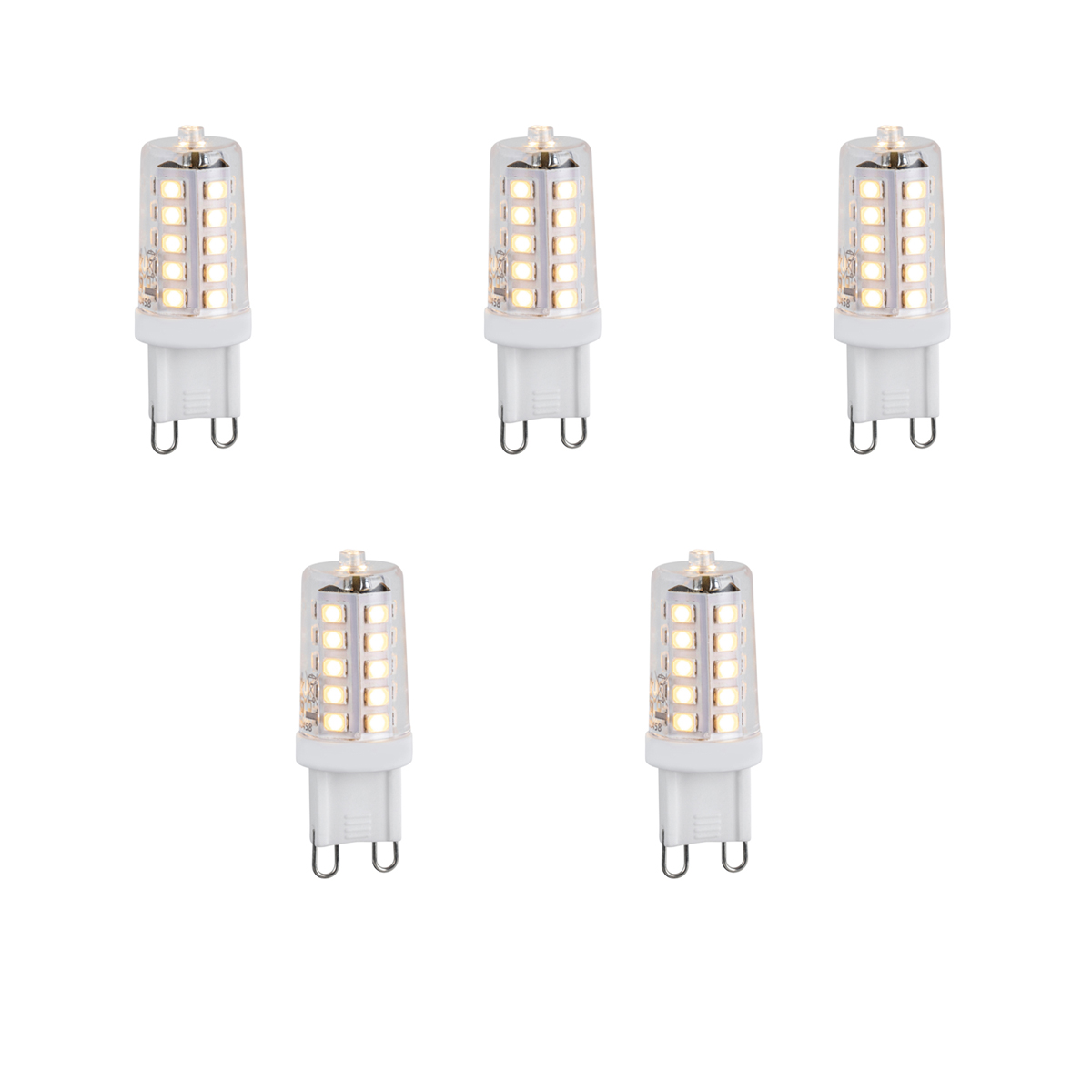 Set van 5 G9 dimbare LED lampen 1.2W 100 lm 2700K