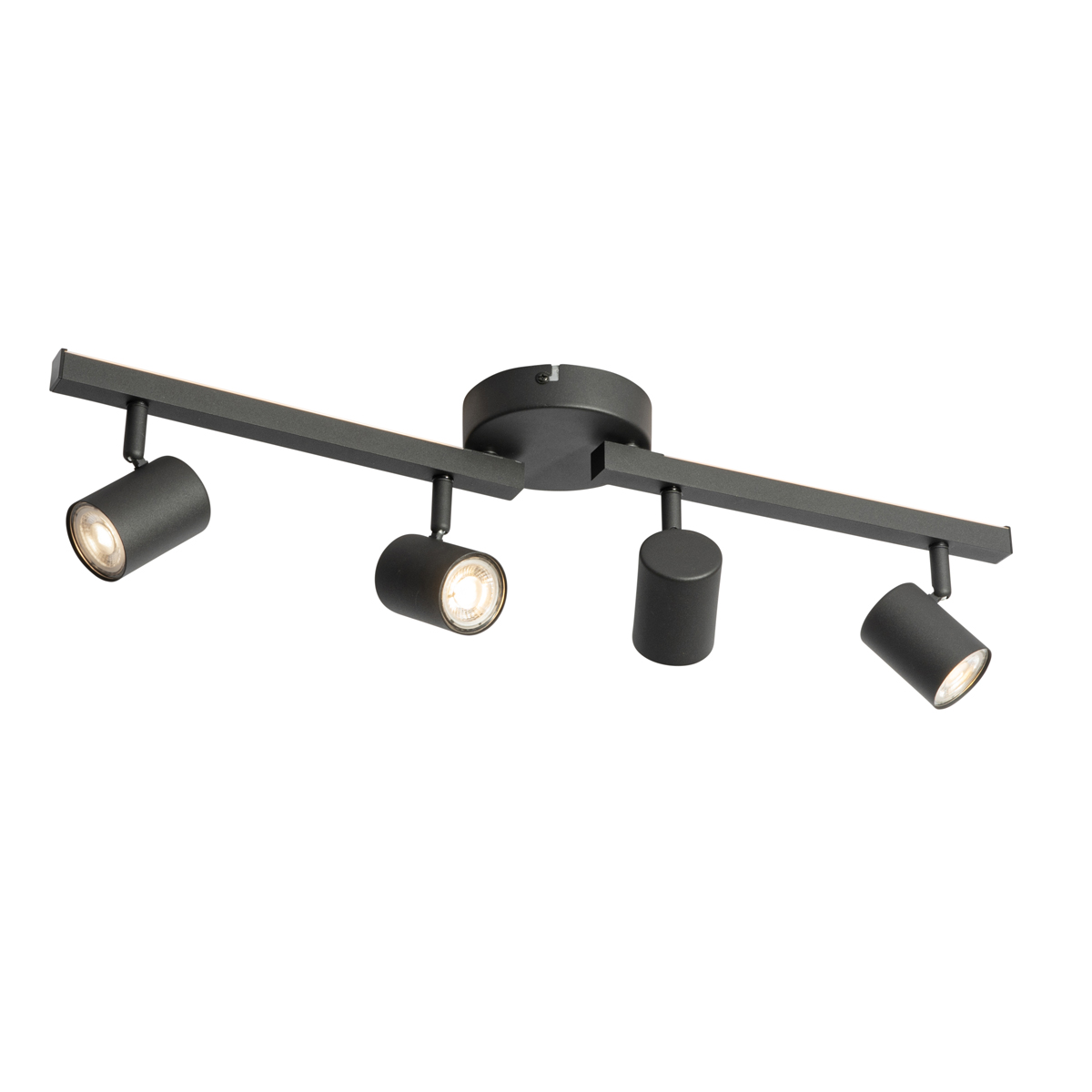 Plafondspot zwart GU10 50mm 4-lichts incl. backlight - Back Up