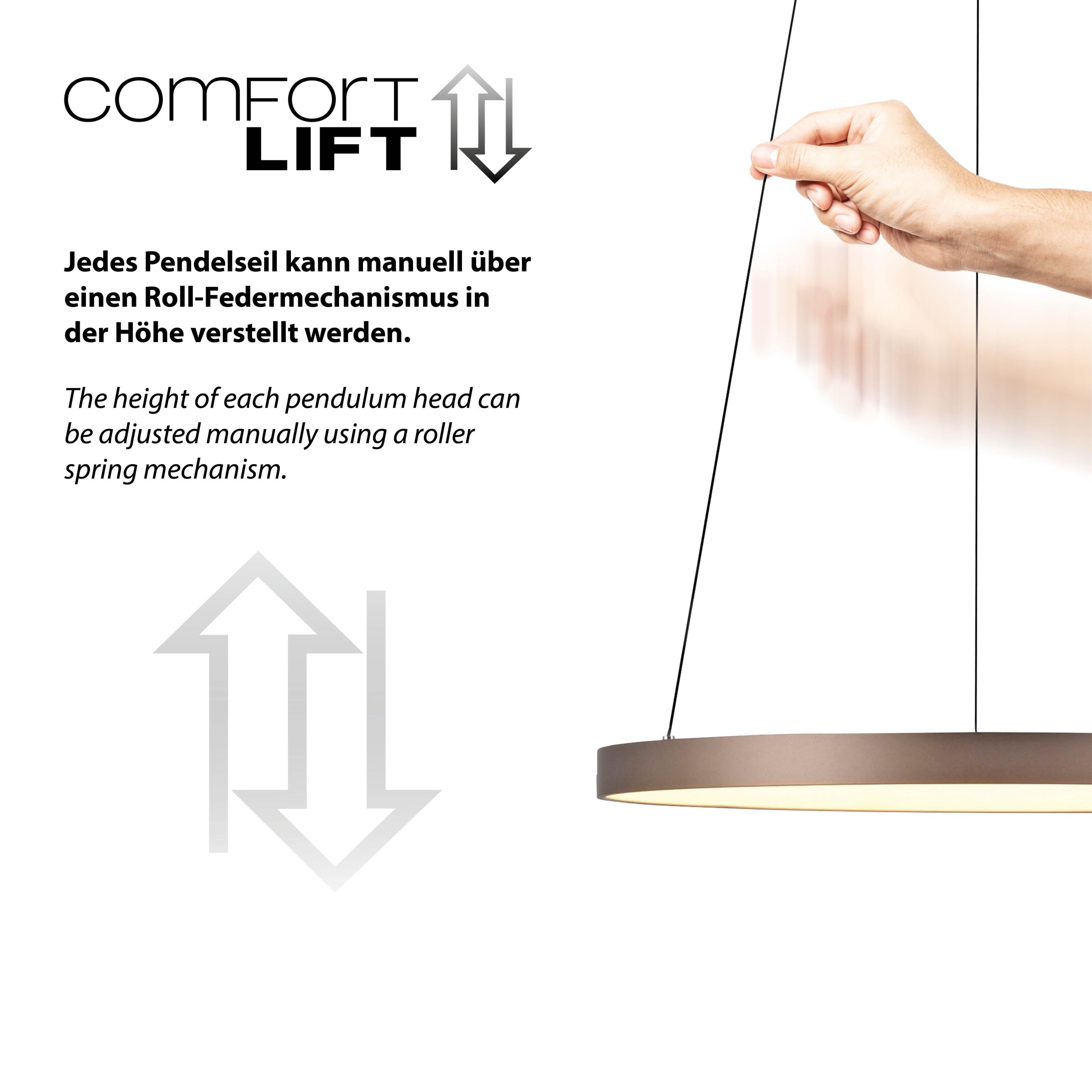 Designové závěsné svítidlo bronzové včetně stmívatelné LED Easylift - Hoop