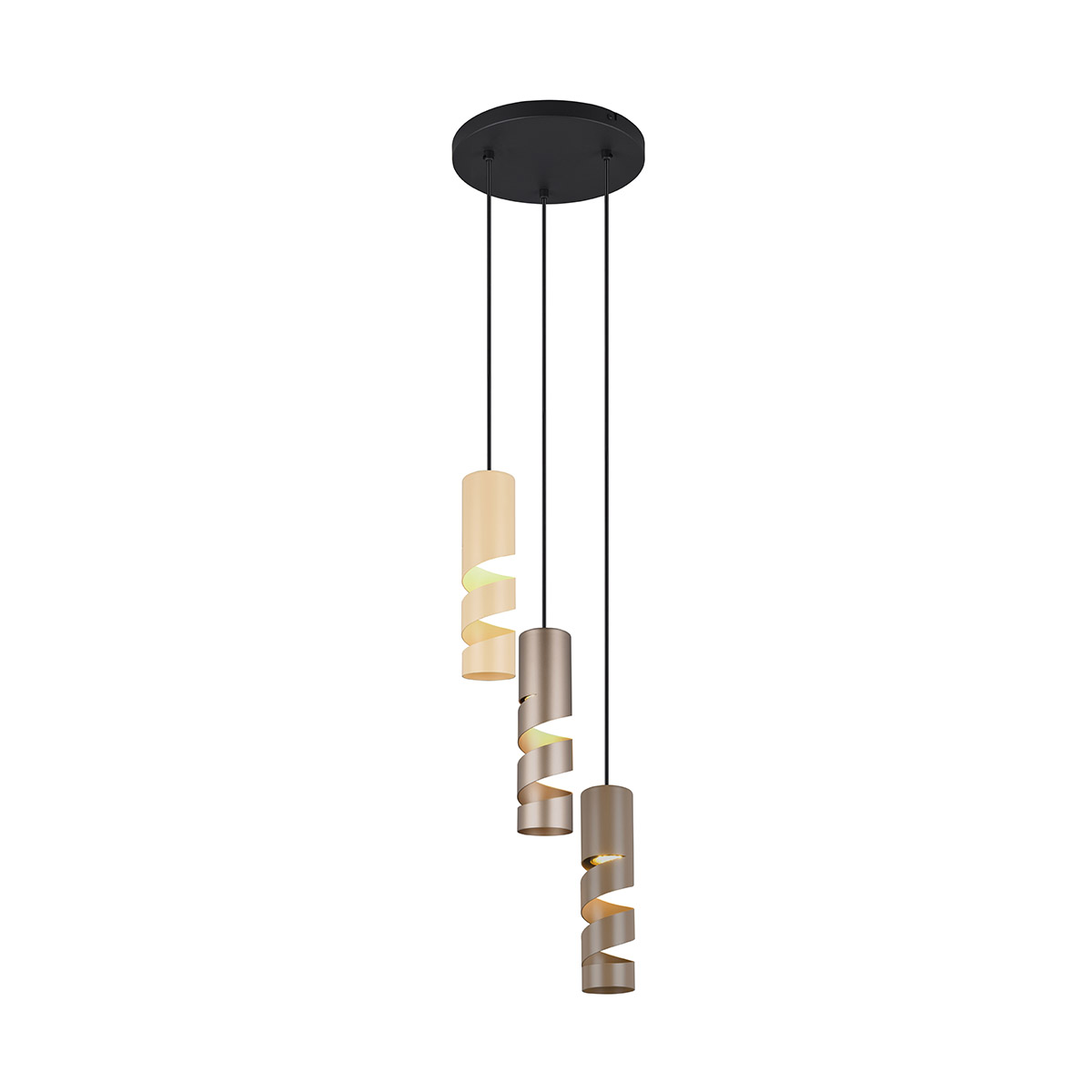 Moderne hanglamp zwart met taupe en beige 3-lichts - Stream