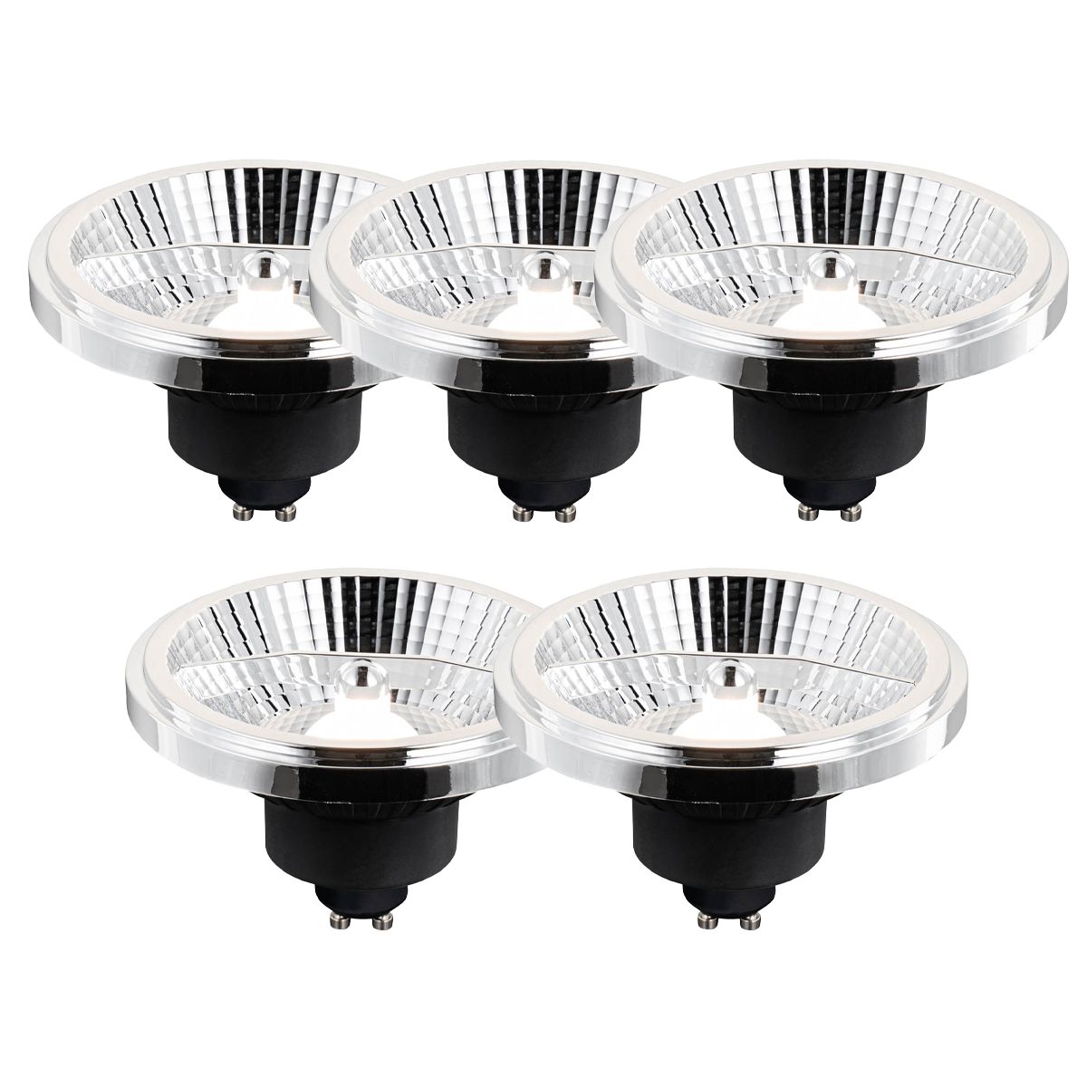Sada 5 GU10 3-krokové stmívatelné LED žárovky AR111 10W 700lm 2200-6500K