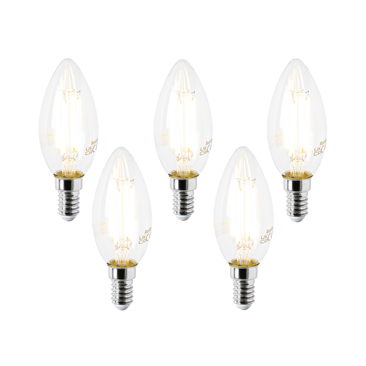 Sada 5 LED žárovek E14 B35 čiré 2