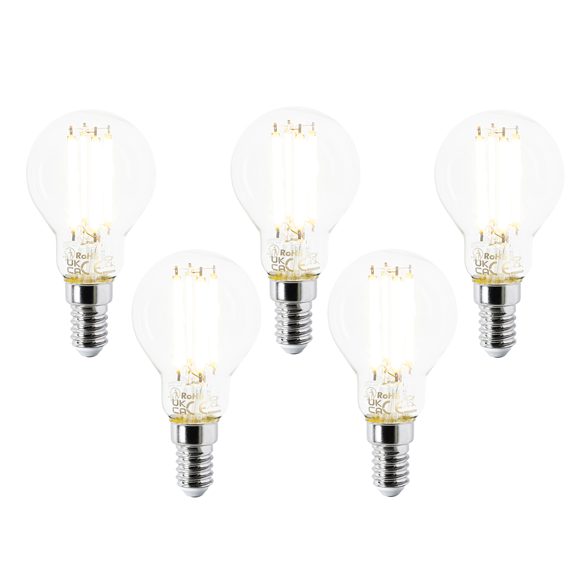 Sada 5 LED žárovek E14 P45 čiré 2