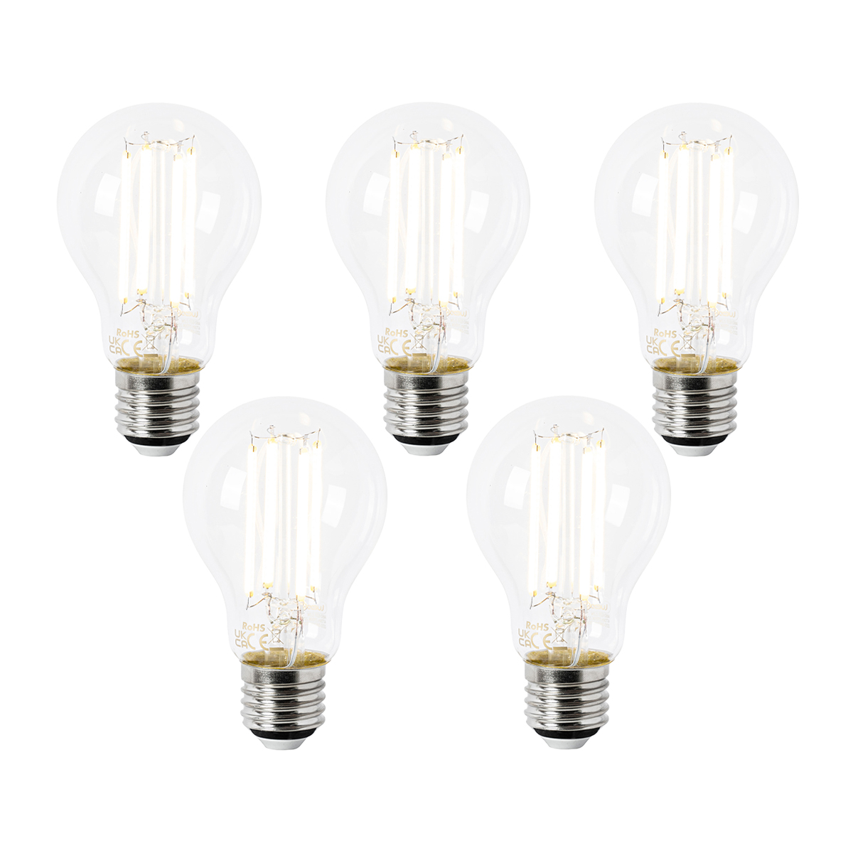 Sada 5 LED žárovek E27 A60 čiré 2