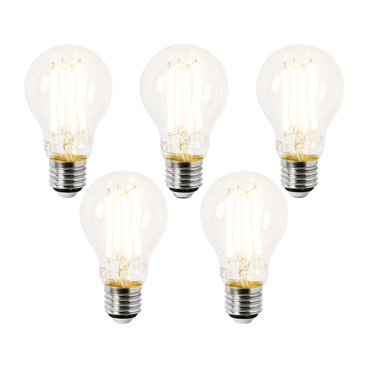 Sada 5 LED žárovek E27 A60 čiré 3
