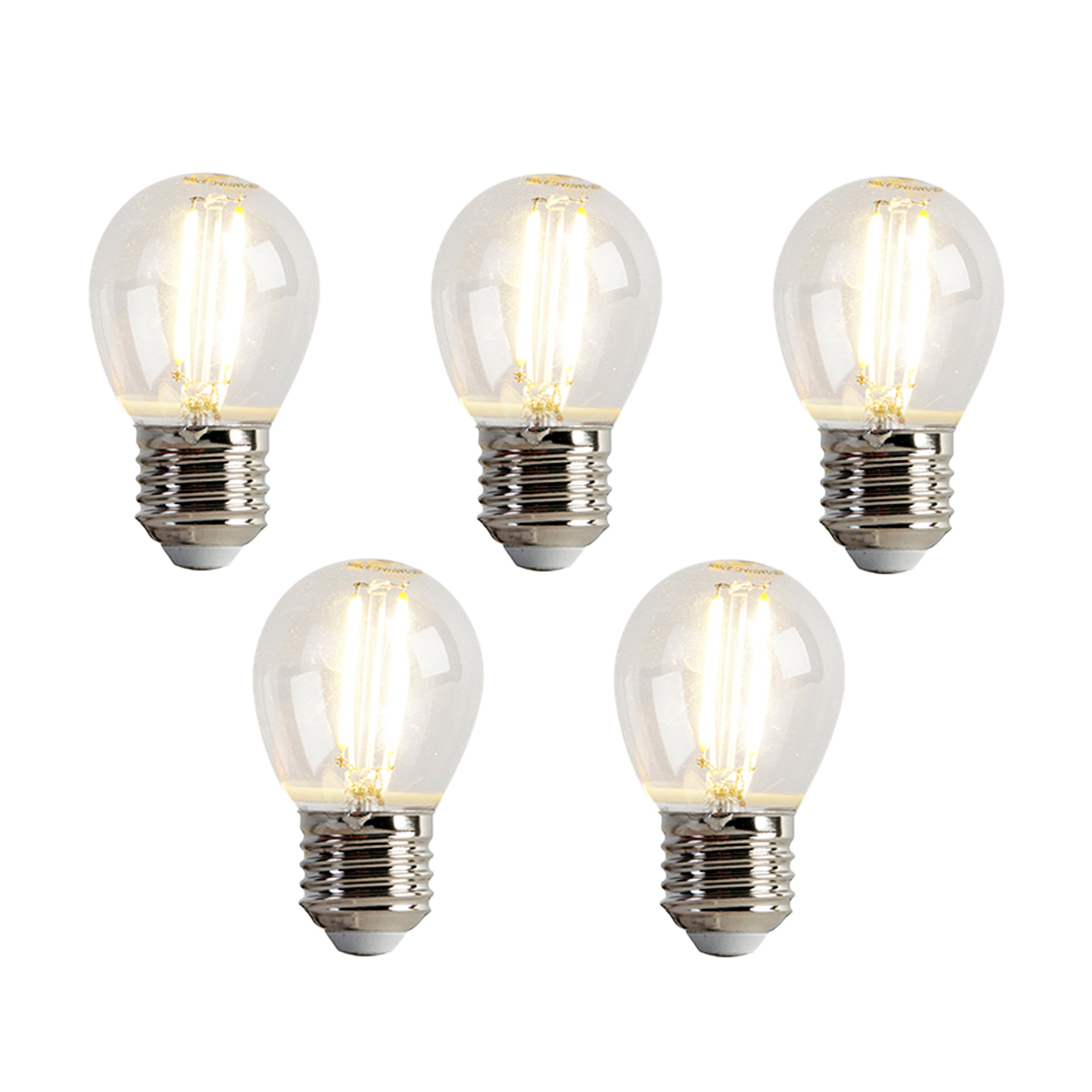 Sada 5 LED žárovek E27 P45 čiré 2W 200lm 2700K