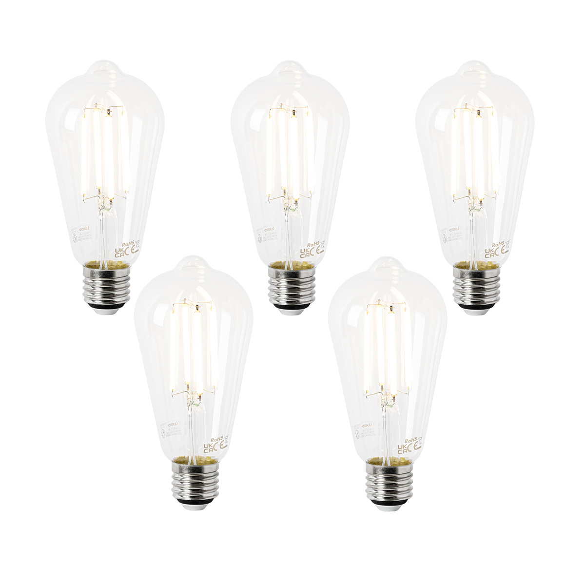Sada 5 LED žárovek E27 ST64 čiré 2