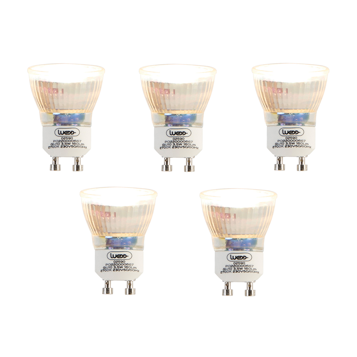 Sada 5 LED žárovek GU10 35mm 3