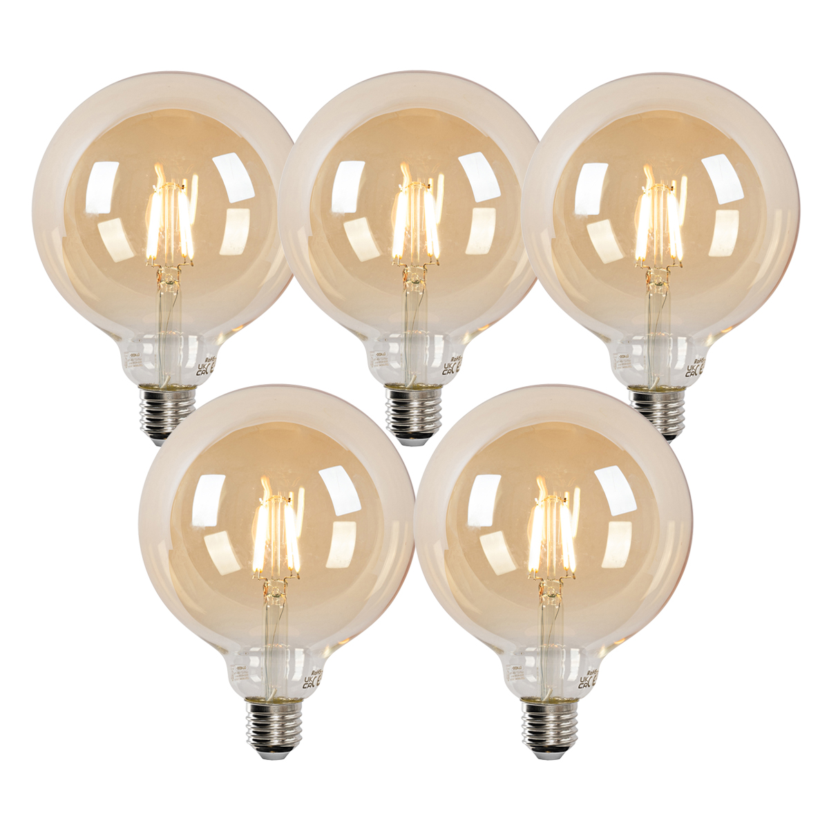 Sada 5 chytrých LED žárovek E27 G125 zlatá 4
