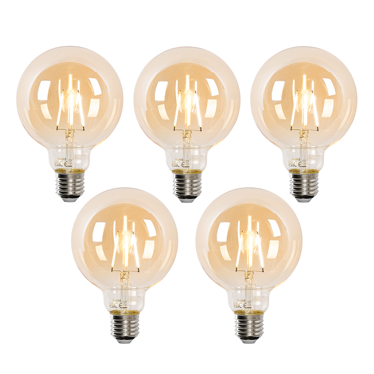 Sada 5 chytrých LED žárovek E27 G95 zlatá 4