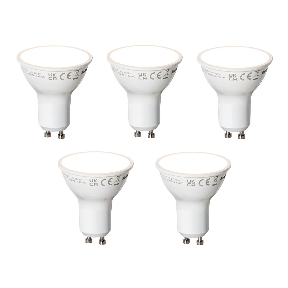 Sada 5 chytrých LED žárovek GU10 bílých 7W 700lm 3000K