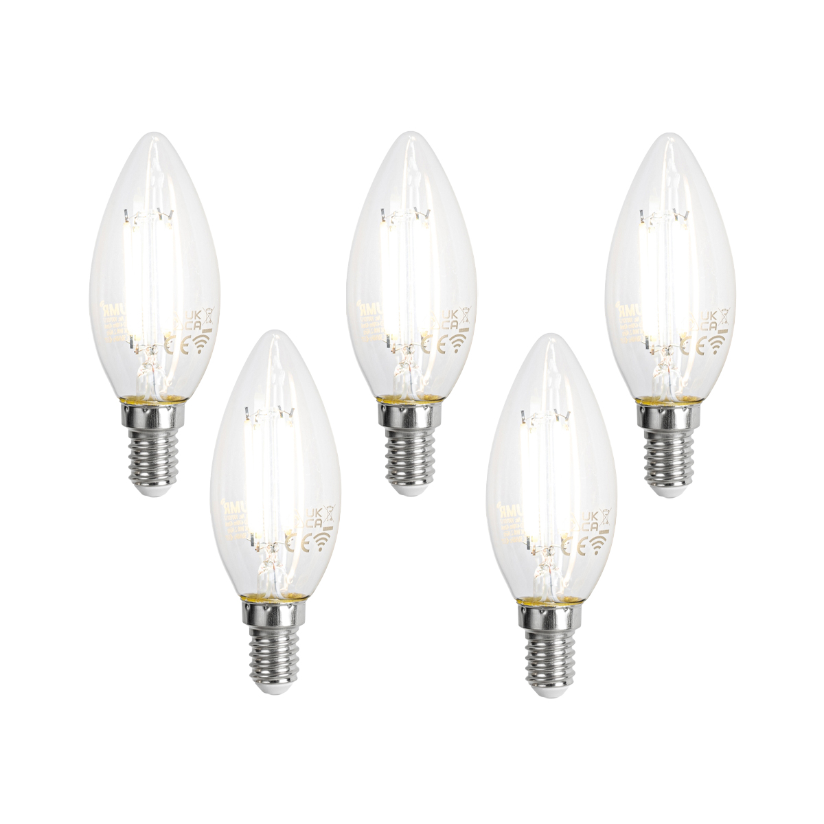 Sada 5 ks Chytré LED žárovky E14 C35 čiré 4