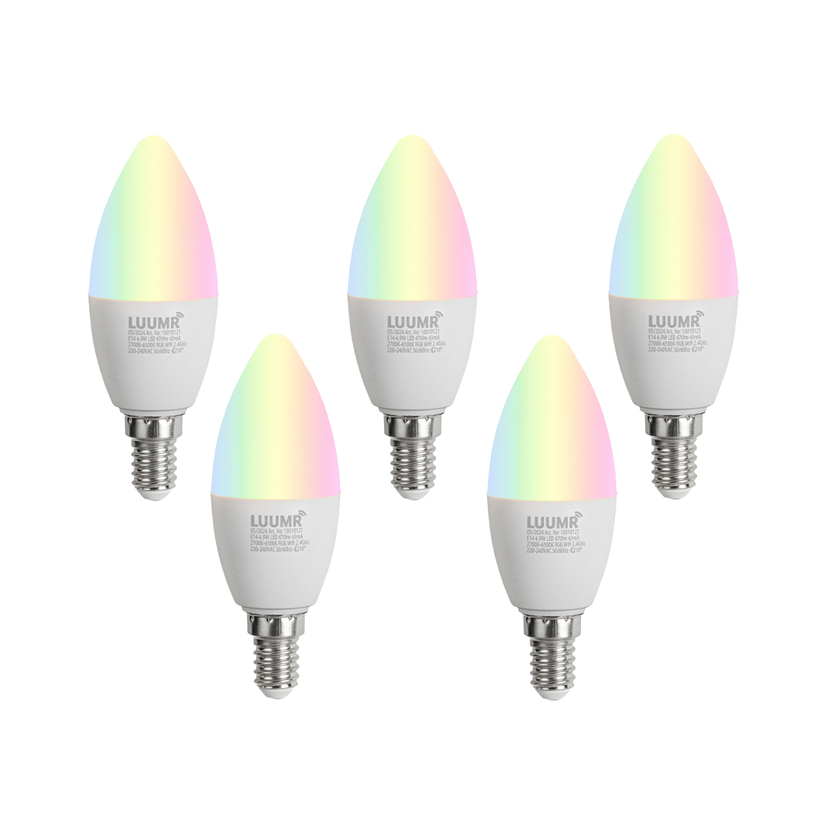 Sada 5 ks Chytré LED žárovky E14 C37 Opal RGBW 4