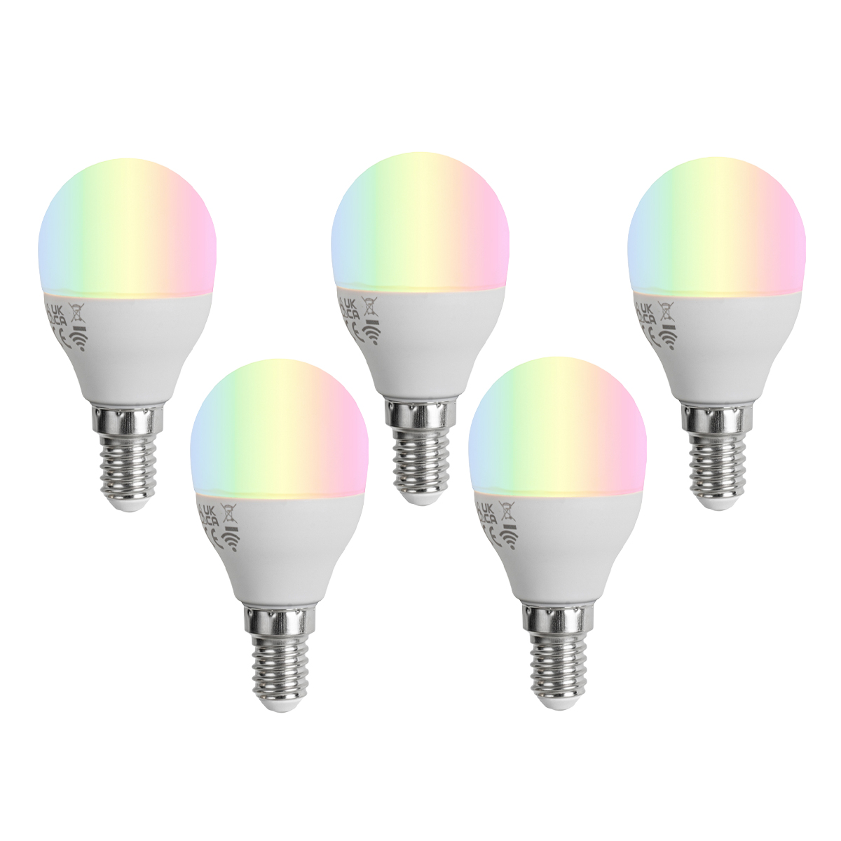 Sada 5 ks Chytré LED žárovky E14 G45 Opal RGBW 4