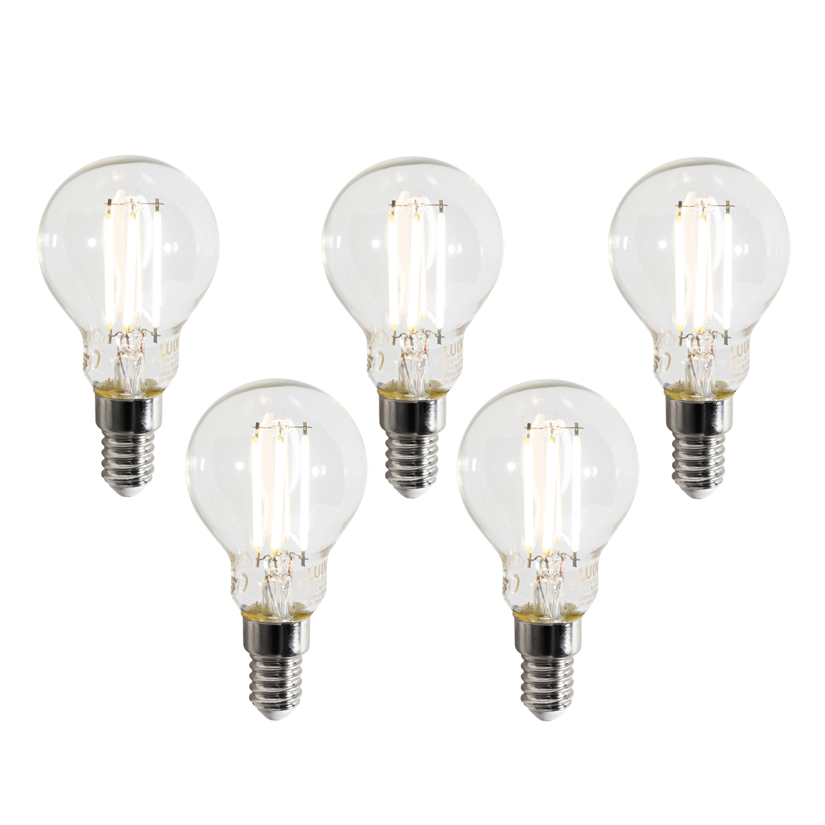Sada 5 ks Chytré LED žárovky E14 P45 čiré 4