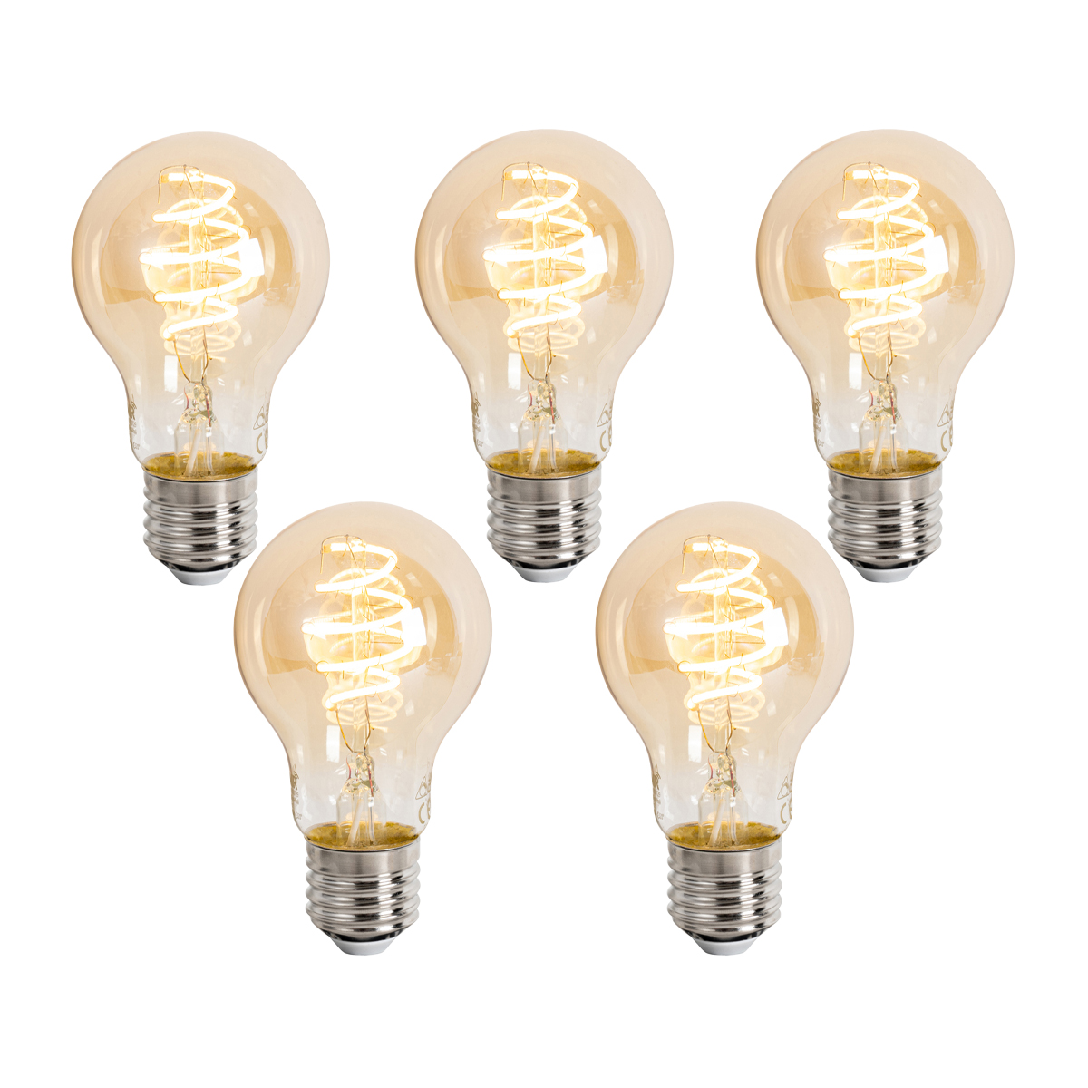 Sada 5 ks Chytré stmívatelné LED žárovky E27 A60 jantarové 4