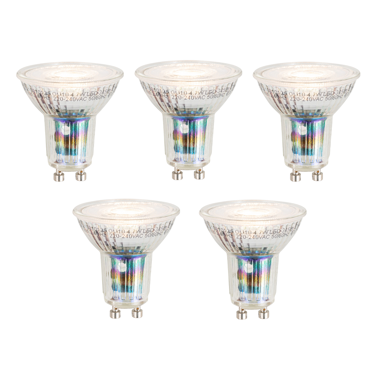 Sada 5 ks Chytré stmívatelné LED žárovky GU10 50 mm opálové 7 W 630 lm 2700 K