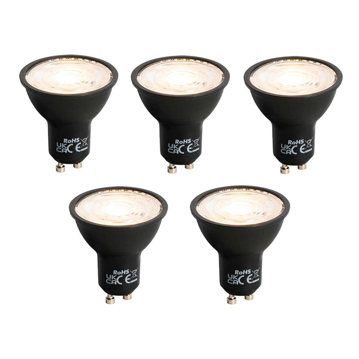 Sada 5 ks GU10 LED lampa černá 7W 610 lm 3000K