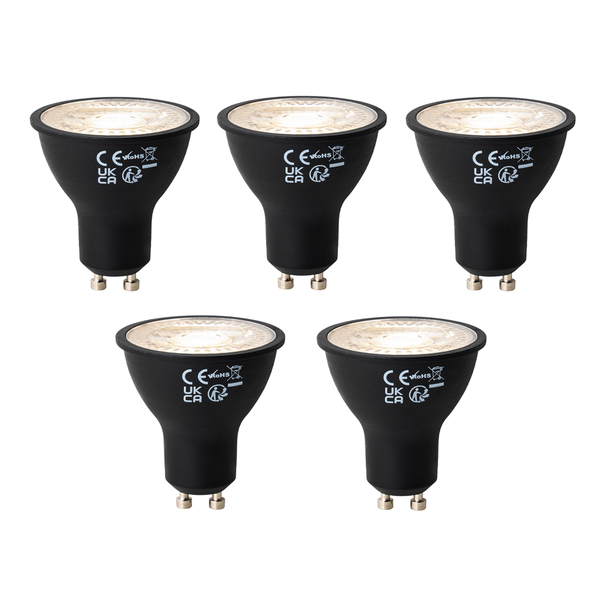 Sada 5 ks GU10 dimabre LED lamp zwart 6W 500 lm 3000K