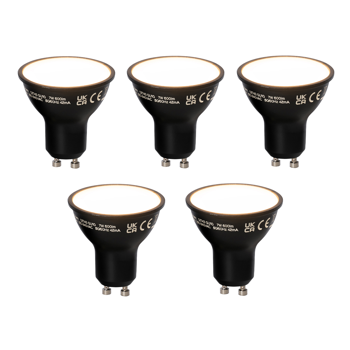 Sada 5 ks Smart GU10 stmívatelná LED lampa černá 7W 600 lm 3000K