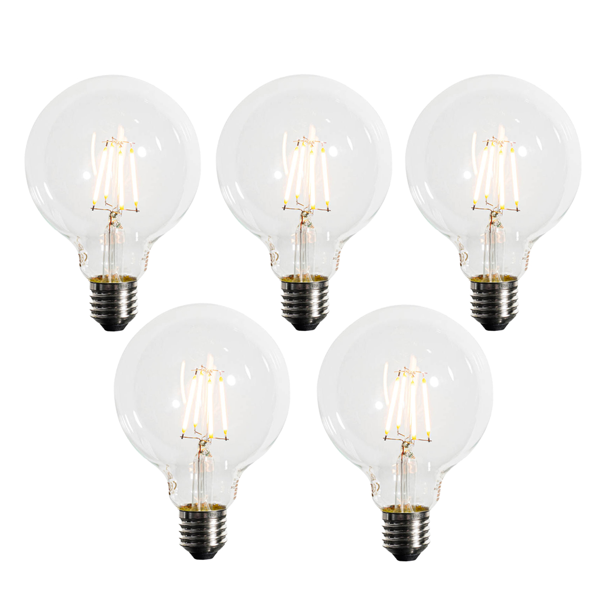Sada 5 ks Stmívatelná LED žárovka E27 G95 5W 450lm 2200K