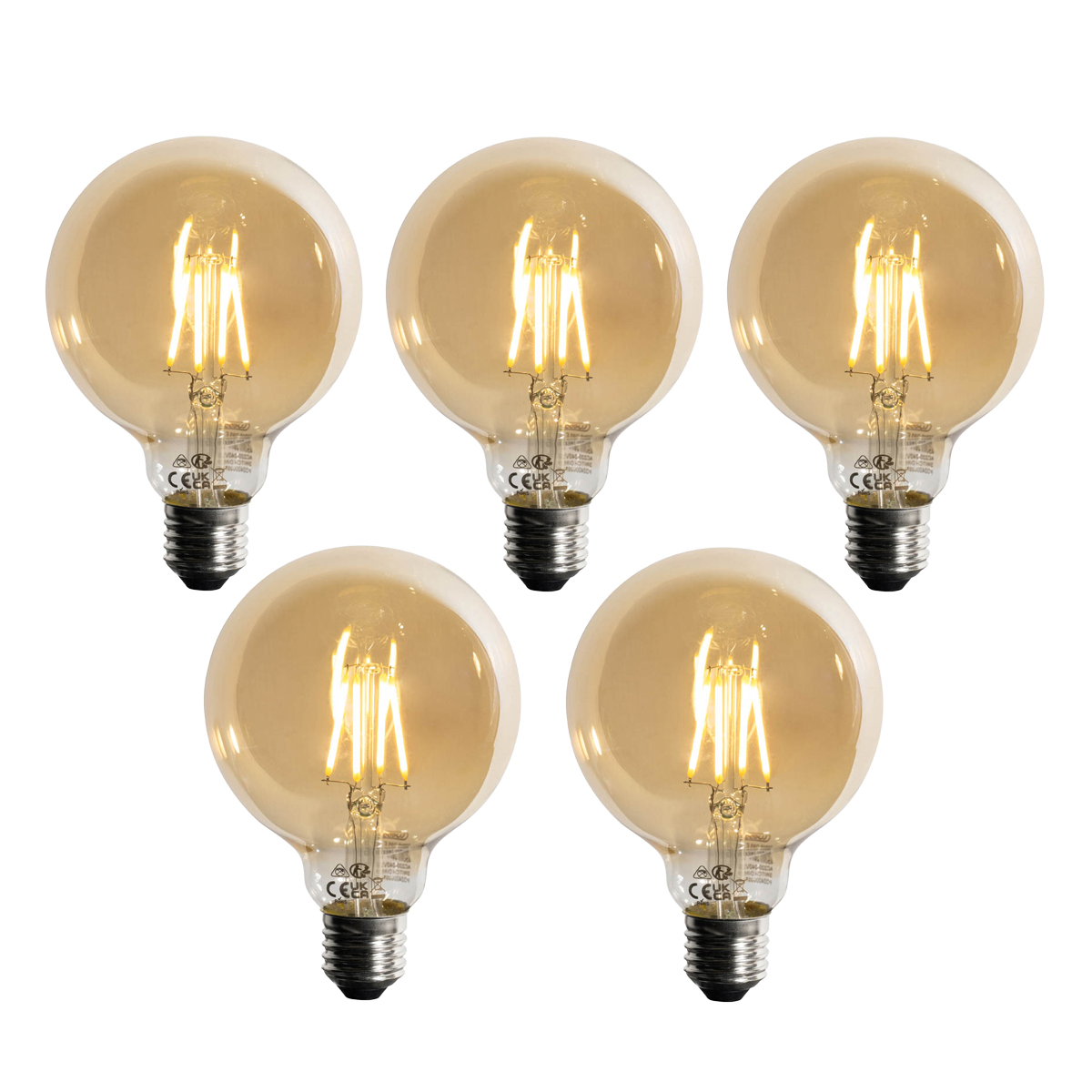Sada 5 ks Stmívatelná LED žárovka E27 G95 5W 450lm 2700K