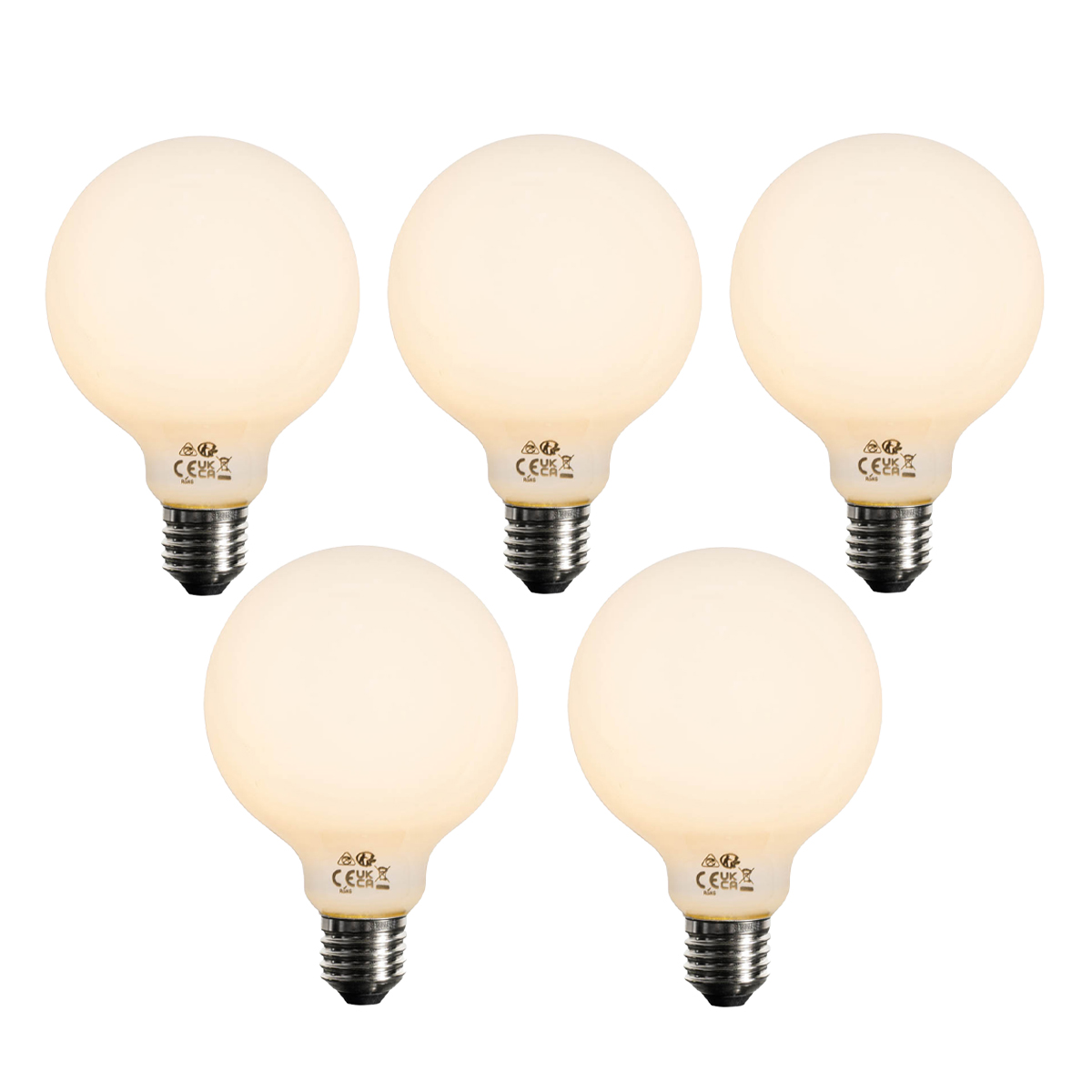 Sada 5 ks Stmívatelná LED žárovka E27 opál G95 5W 450lm 2200K