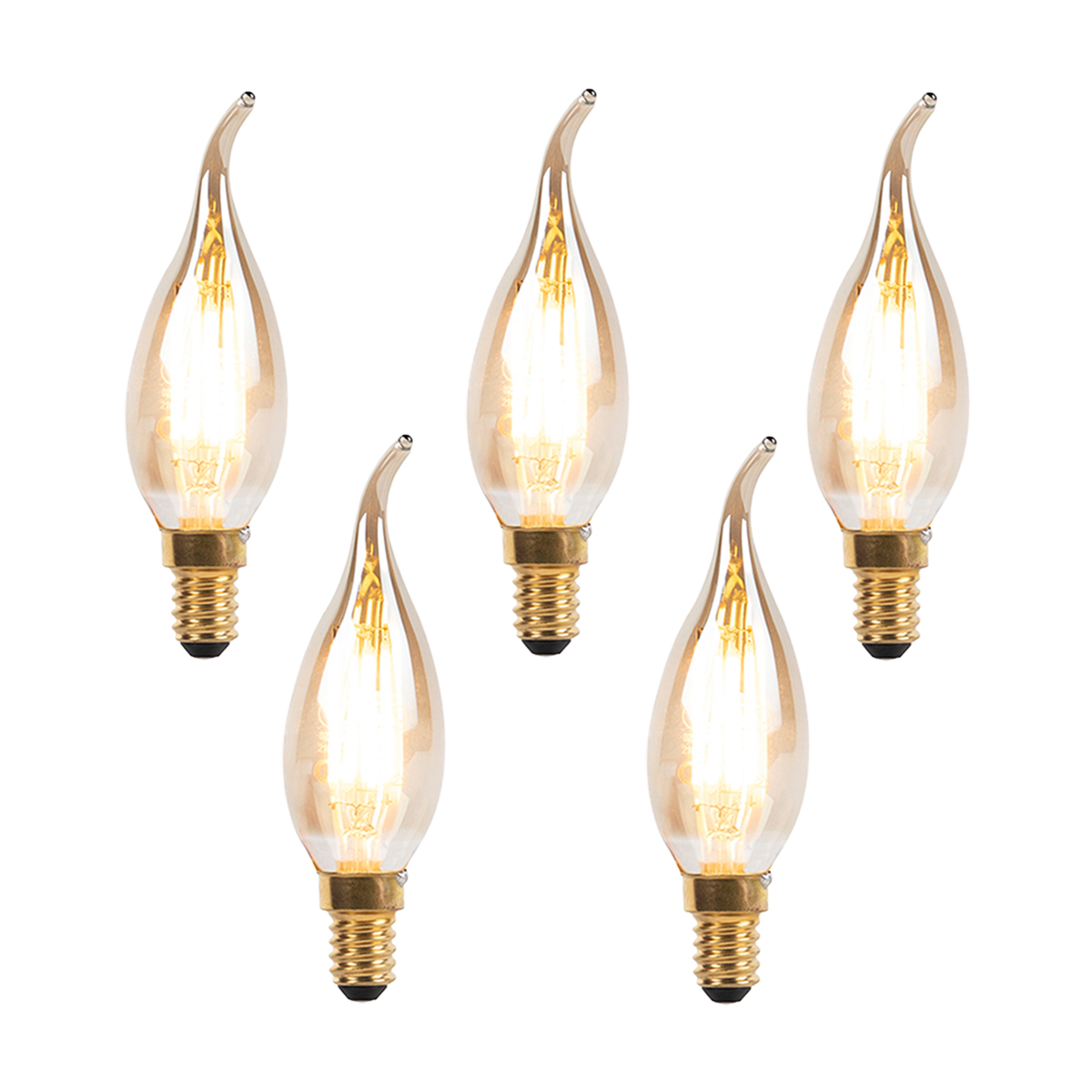 Sada 5 stmívatelných LED vláknových svíček E14 240V 3W 250lm
